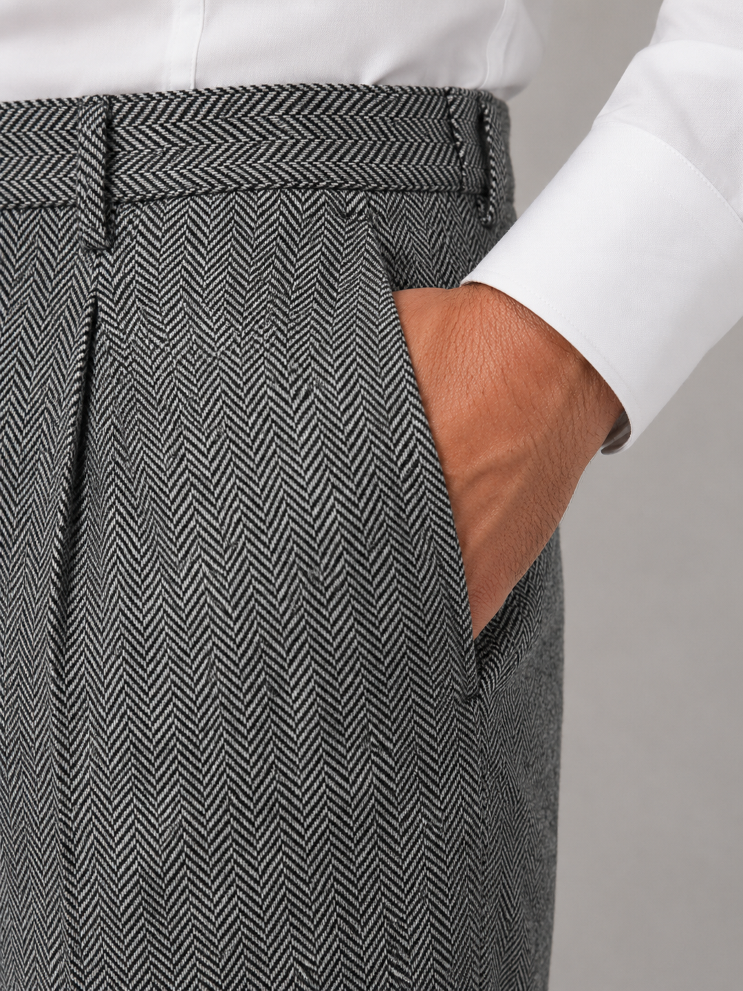 Men’s Herringbone Pleated Trousers – Straight Leg Tailored Fit | Nero &amp; Luya