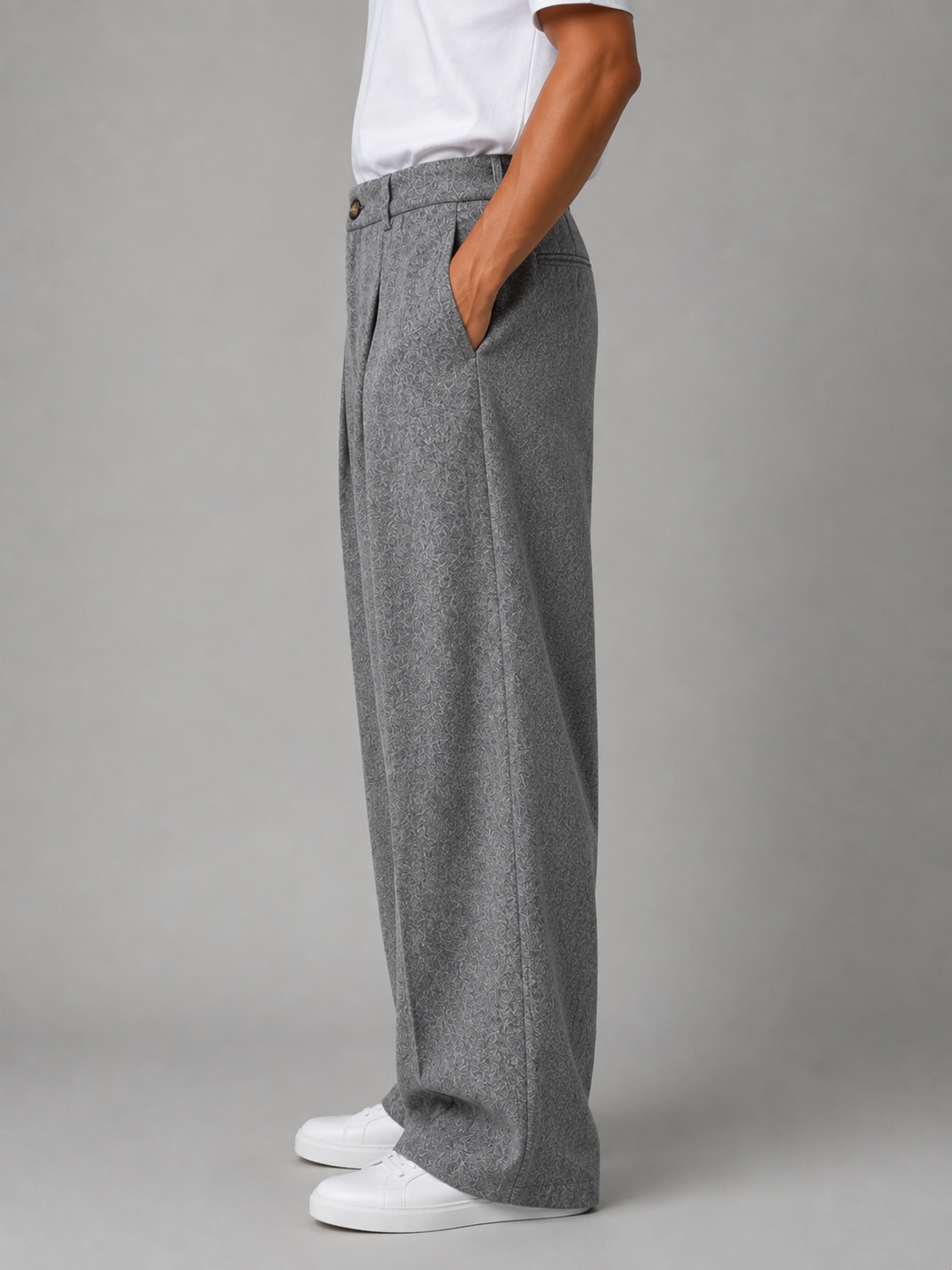 Men’s Gray Wide Leg Trousers – Tailored Pleated Pants | Nero &amp; Luya