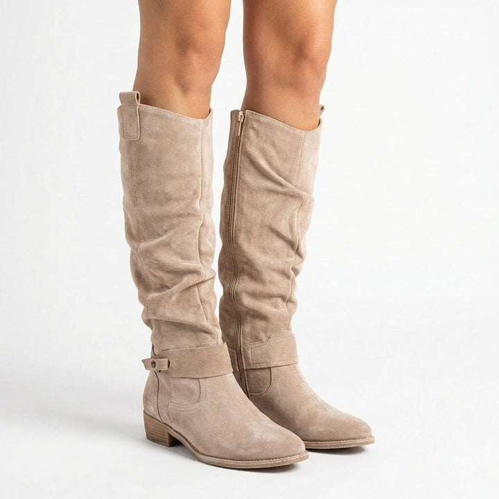 Varelle | Low Heel Knee High Zip Boots