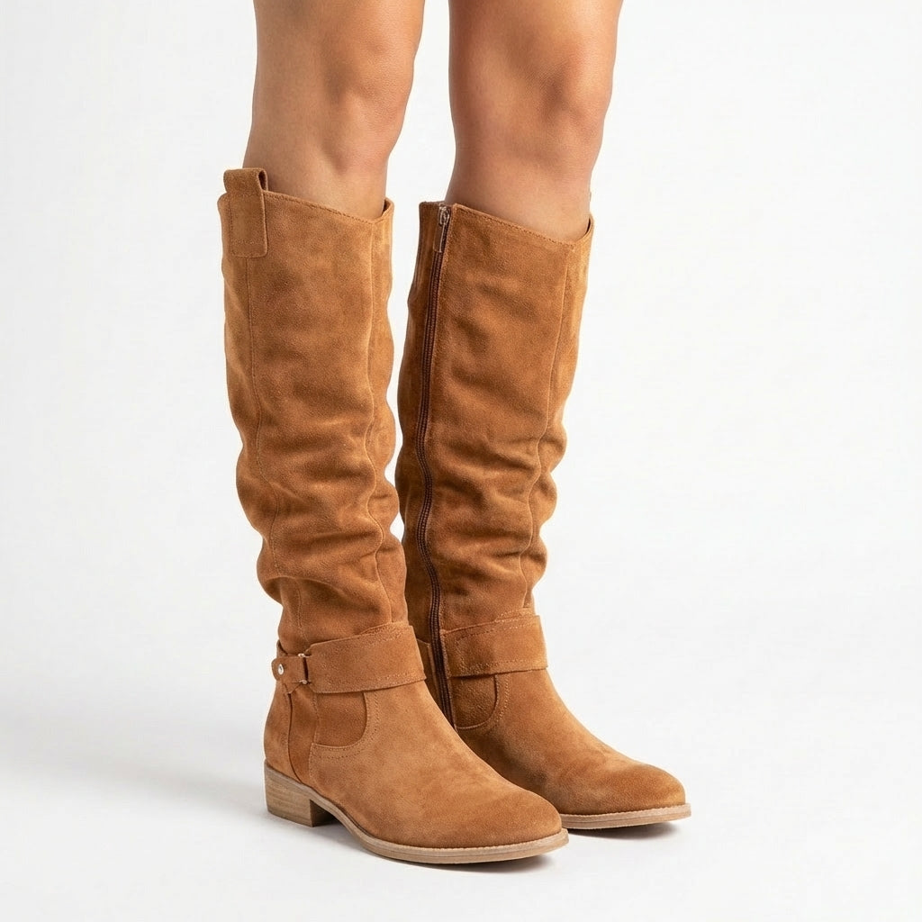 Varelle | Low Heel Knee High Zip Boots