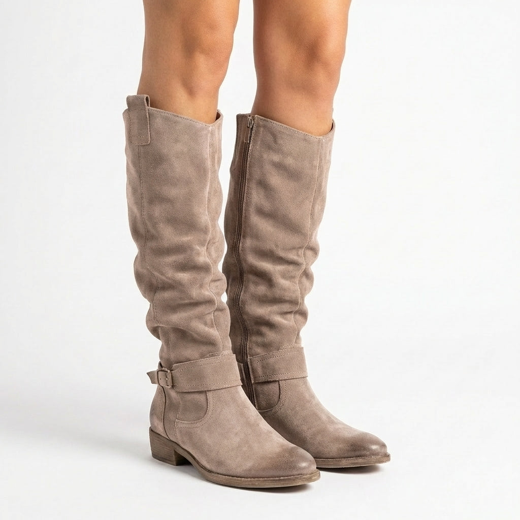 Varelle | Low Heel Knee High Zip Boots