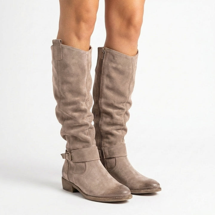 Varelle | Low Heel Knee High Zip Boots