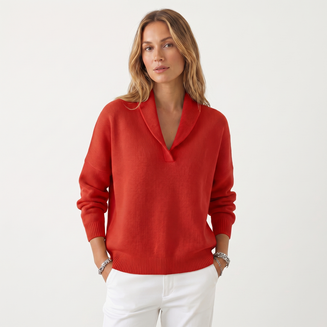 Noemie | Relaxed V-Neck Knit Pullover Sweater