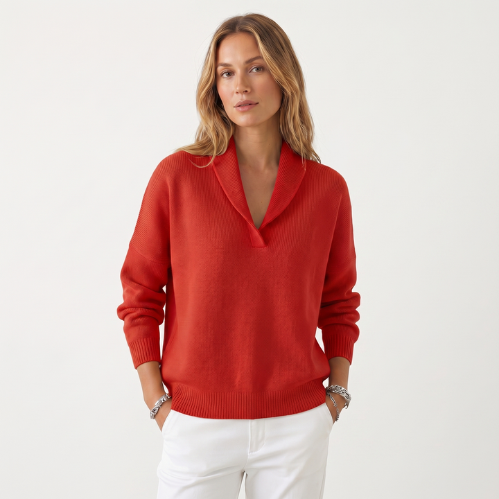 Noemie | Relaxed V-Neck Knit Pullover Sweater