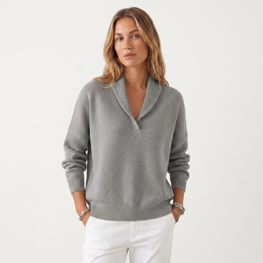Noemie | Relaxed V-Neck Knit Pullover Sweater