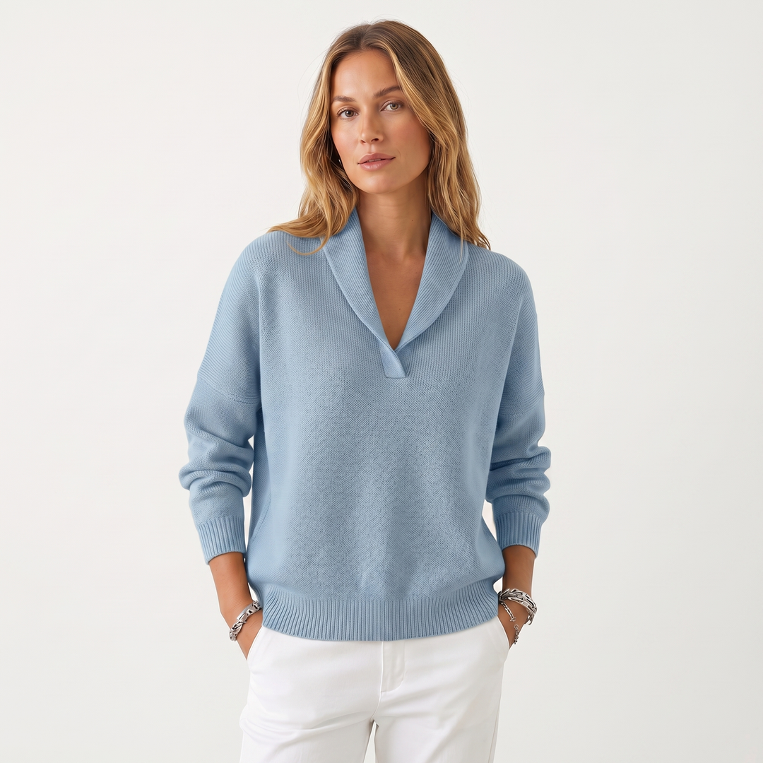 Noemie | Relaxed V-Neck Knit Pullover Sweater