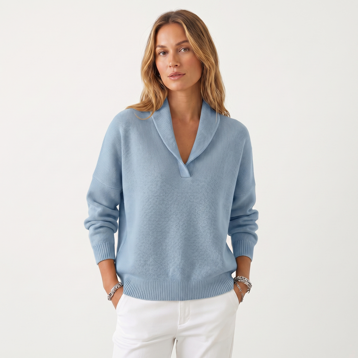 Noemie | Relaxed V-Neck Knit Pullover Sweater