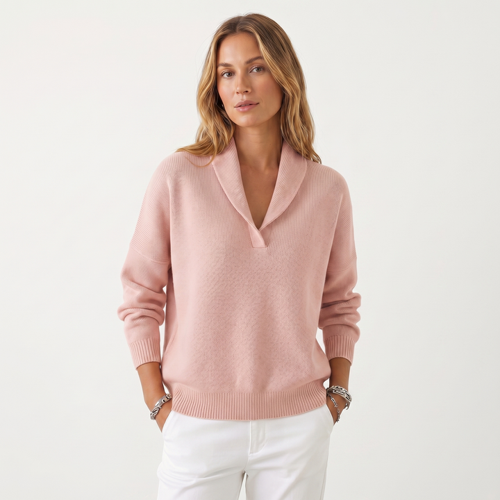 Noemie | Relaxed V-Neck Knit Pullover Sweater