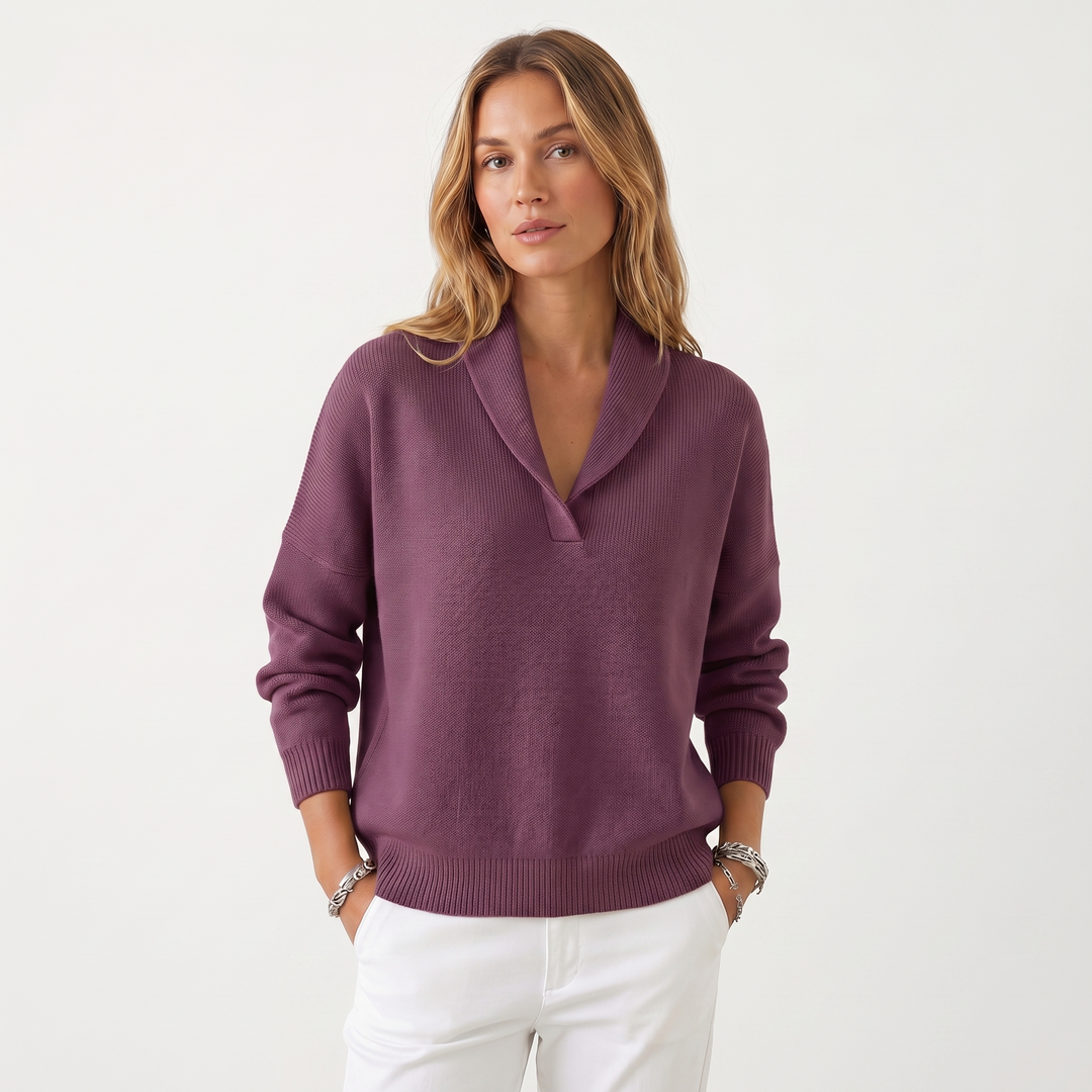 Noemie | Relaxed V-Neck Knit Pullover Sweater
