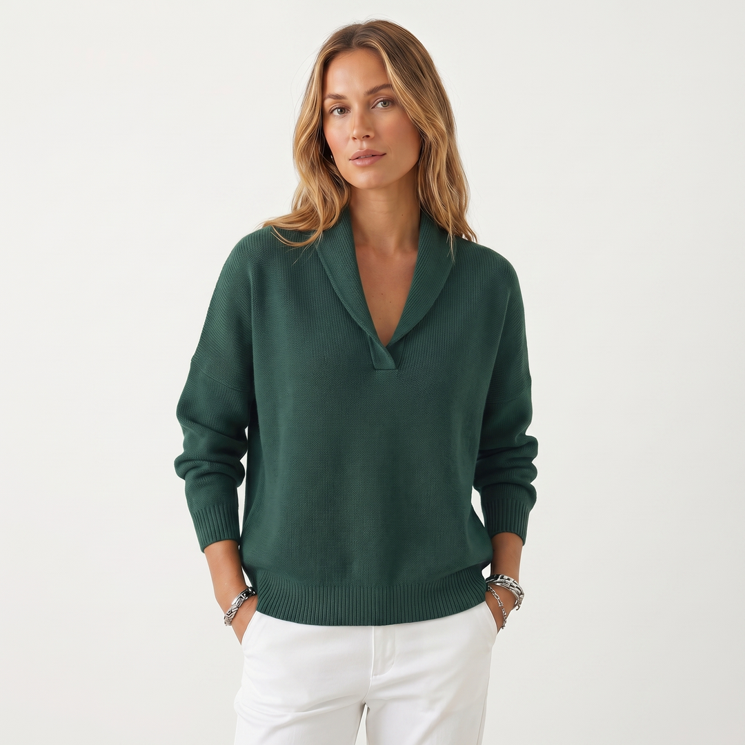 Noemie | Relaxed V-Neck Knit Pullover Sweater