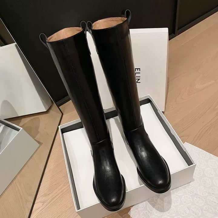 CALM BLACK COWHIDE LEATHER BOOTS