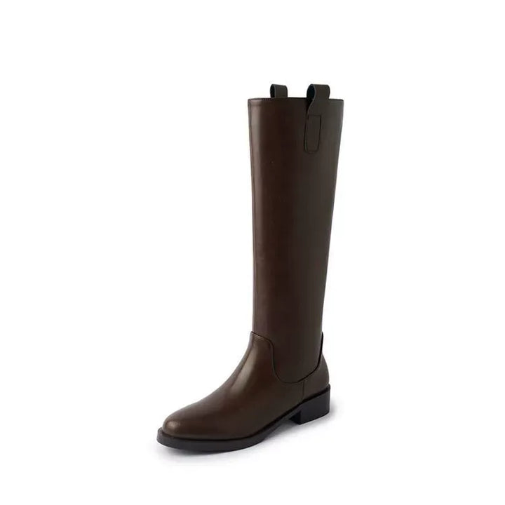 CALM BROWN COWHIDE LEATHER BOOTS