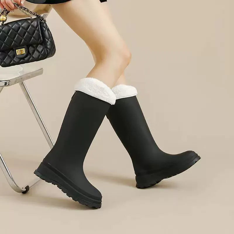 Aimoha  Long Rain Boots with Removable Fleece Cuffs