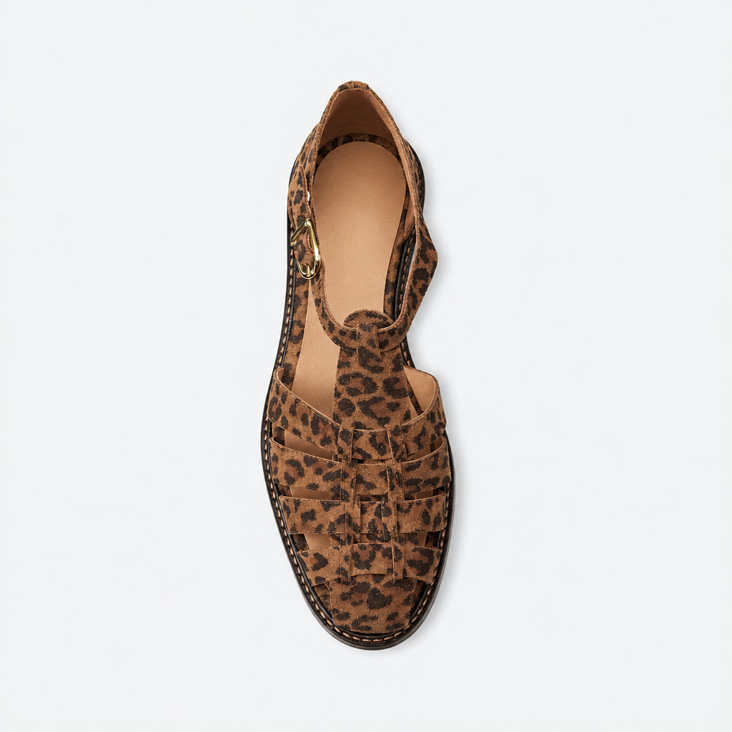 Sabine Leopard Print Woven Fisherman Sandals