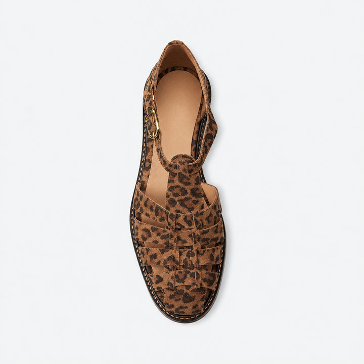 Sabine Leopard Print Woven Fisherman Sandals