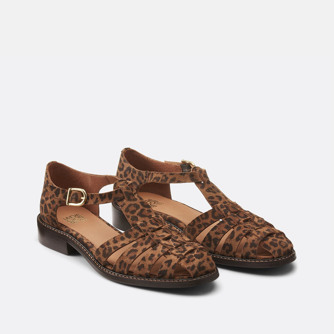 Sabine Leopard Print Woven Fisherman Sandals
