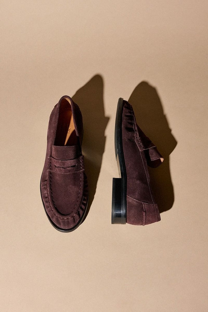 Burgundy Suede Loafers
