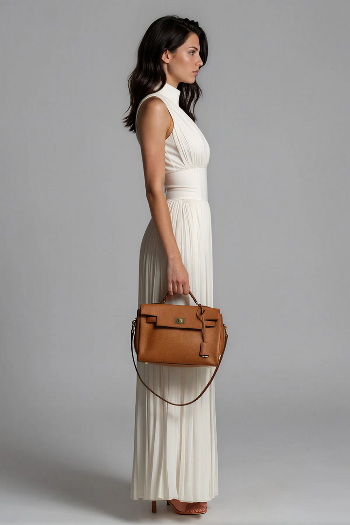 Ivory Pleated Evening Jumpsuit — Elegant Wide-Leg Jumpsuit