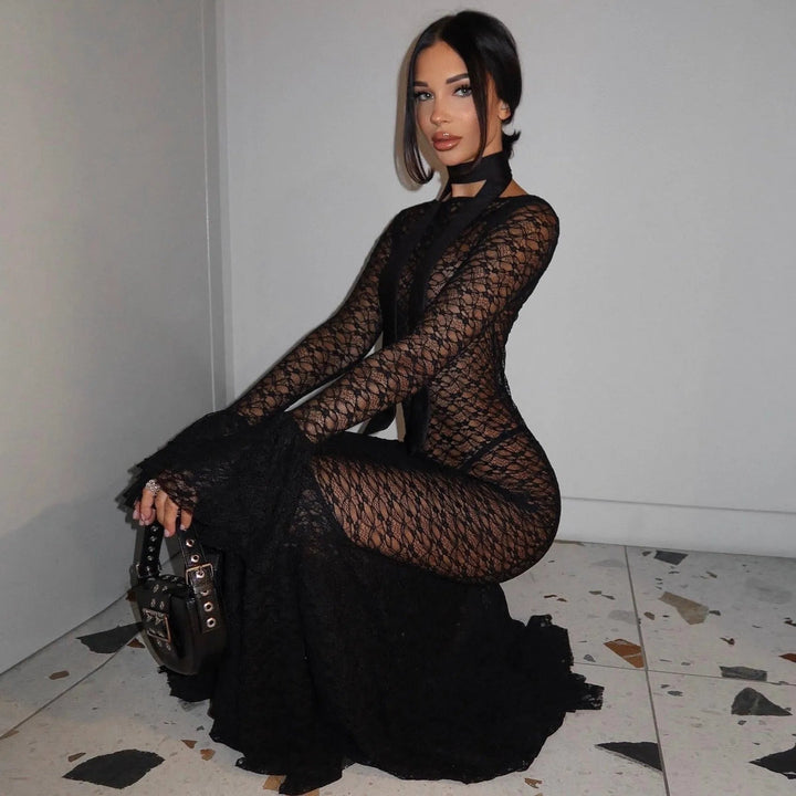 Marry the Night Black Lace Mermaid Maxi Dress