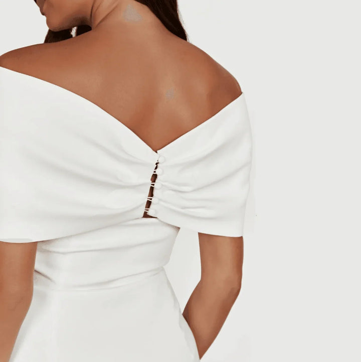 Mona Off Shoulder Bow White Mini Dress