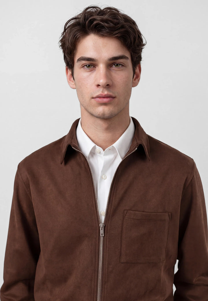 Neo vegan suede overshirt 2.0 - Brown