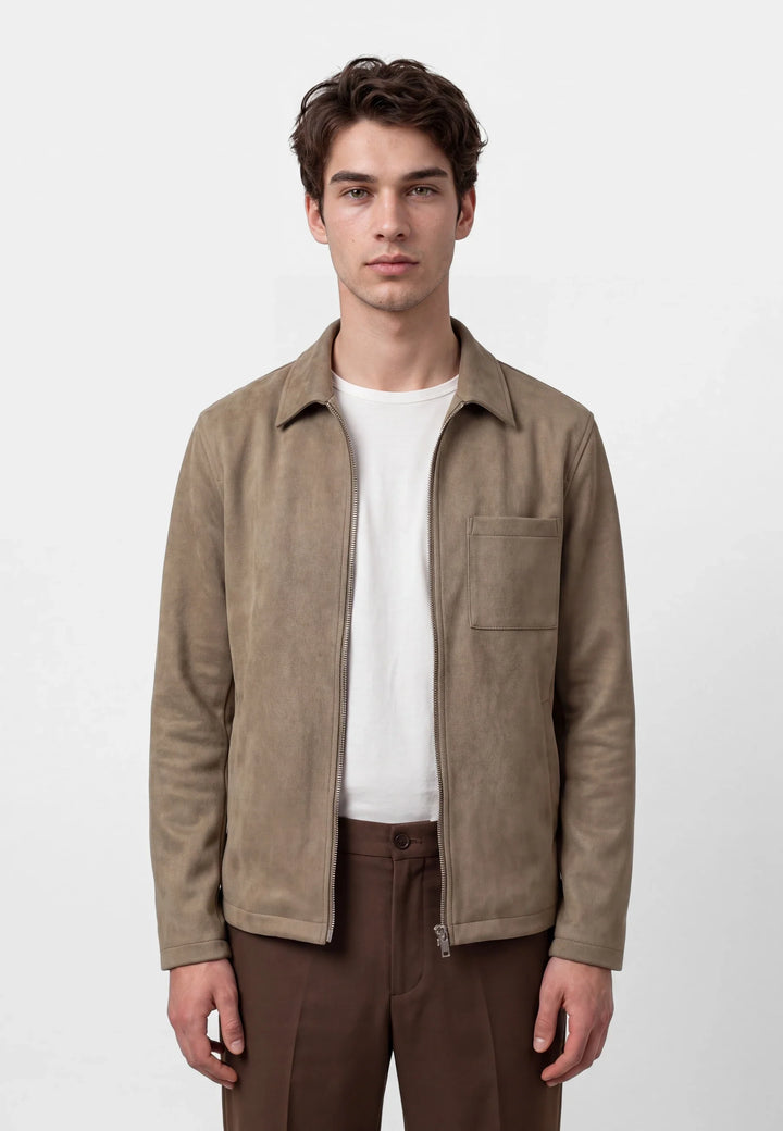 Neo vegan suede overshirt 2.0 - Taupe