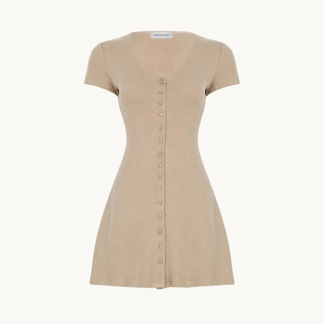 Nude Flow Knitted Mini Dress