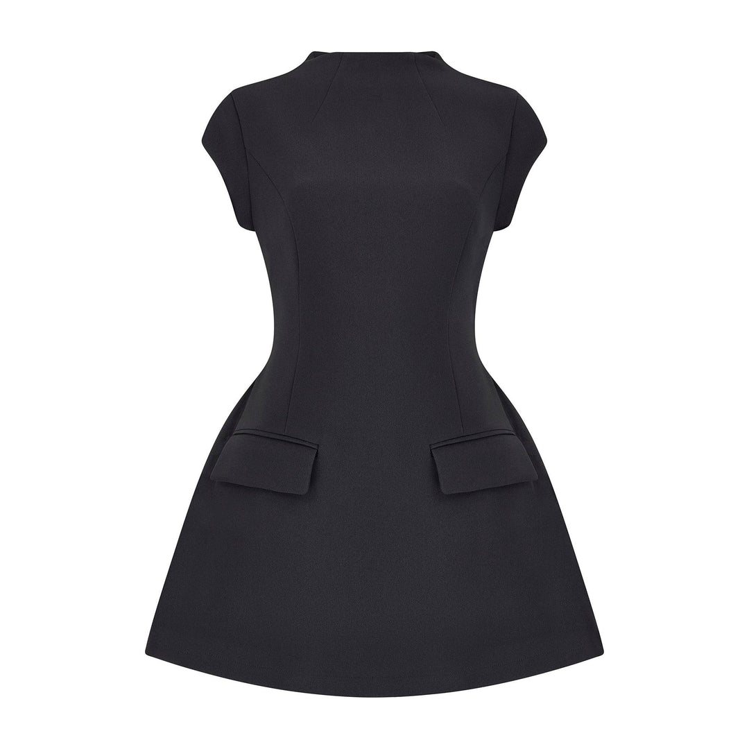 Celestia Cap Sleeve Mini Dress | Black