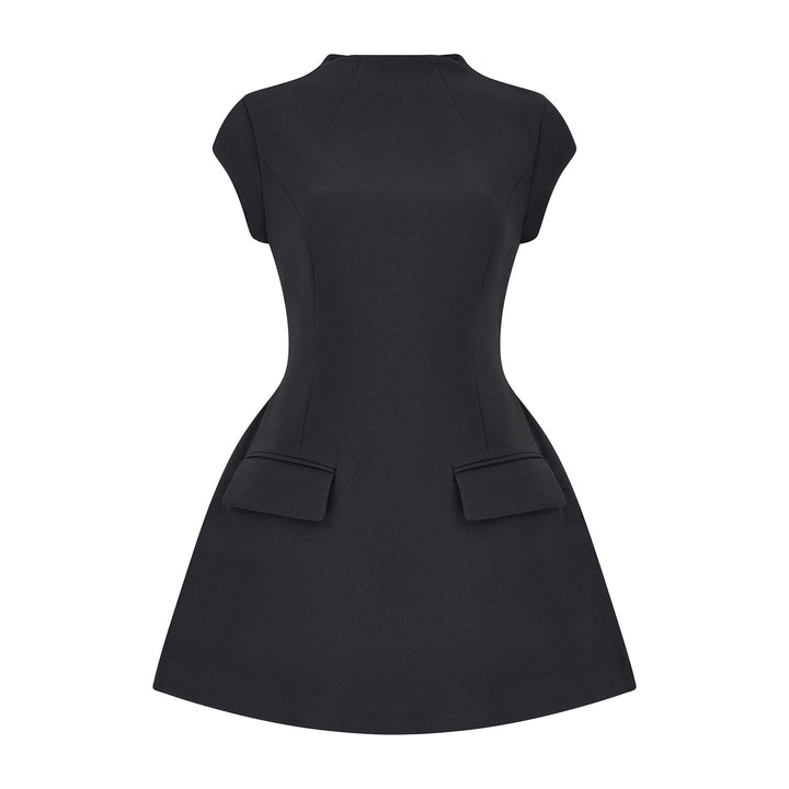 Celestia Cap Sleeve Mini Dress | Black