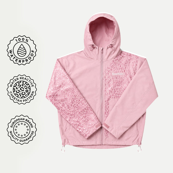 Water Reactive Cheetah Rain Jacket - Pink