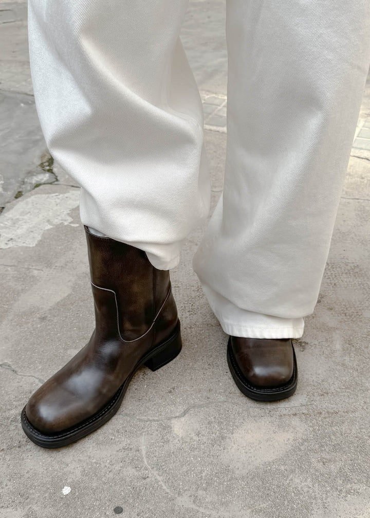 Rajan Vintage Effect Brown Leather Boots