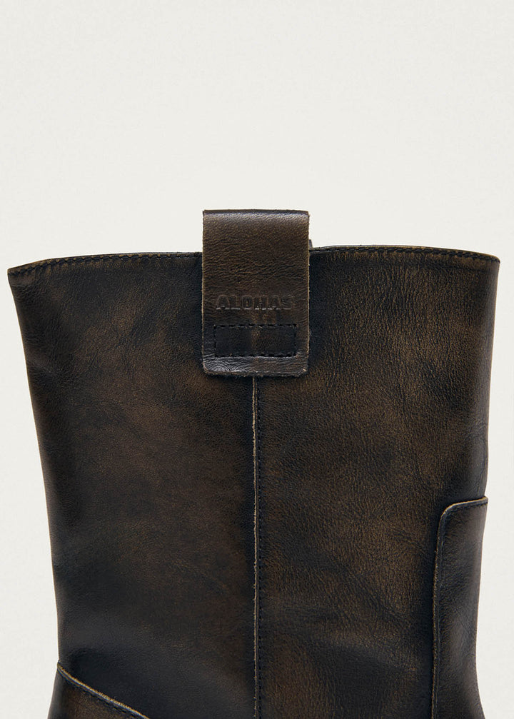 Rajan Vintage Effect Brown Leather Boots