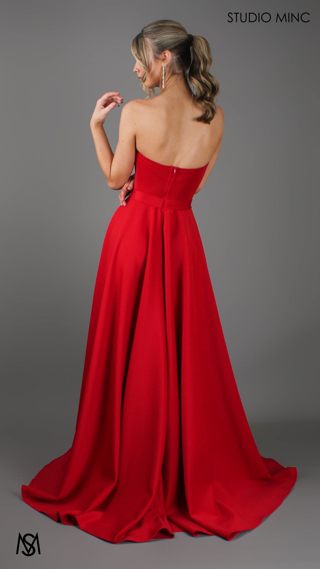 SWEETHEART - Red Strapless Formal dress with Corset &amp; Full Circle Skirt