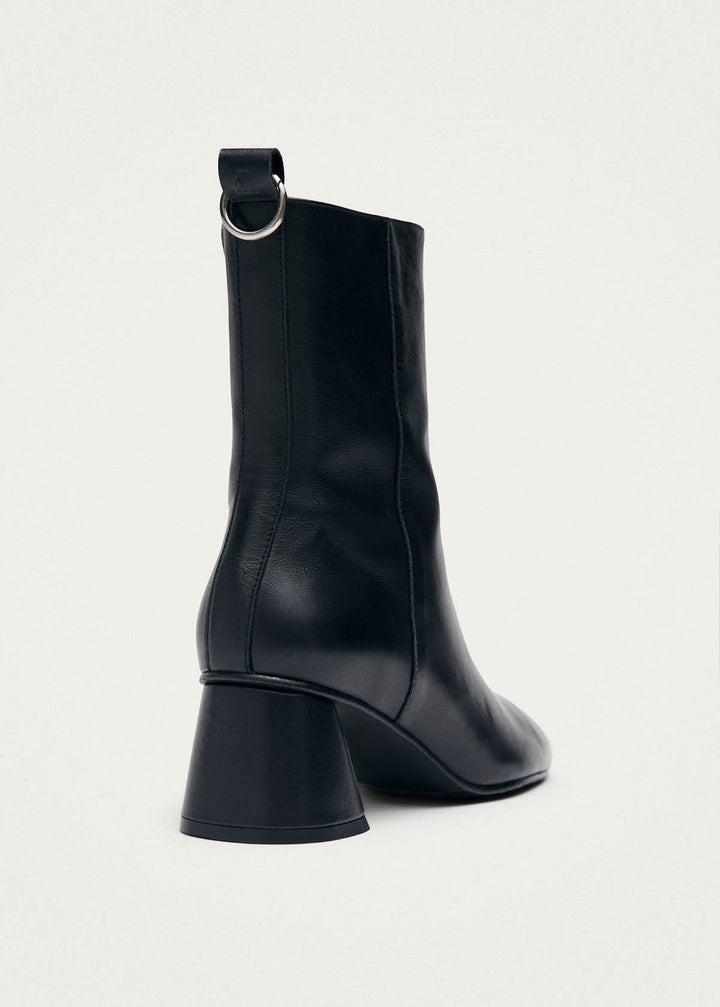 Roebar Black Leather Ankle Boots