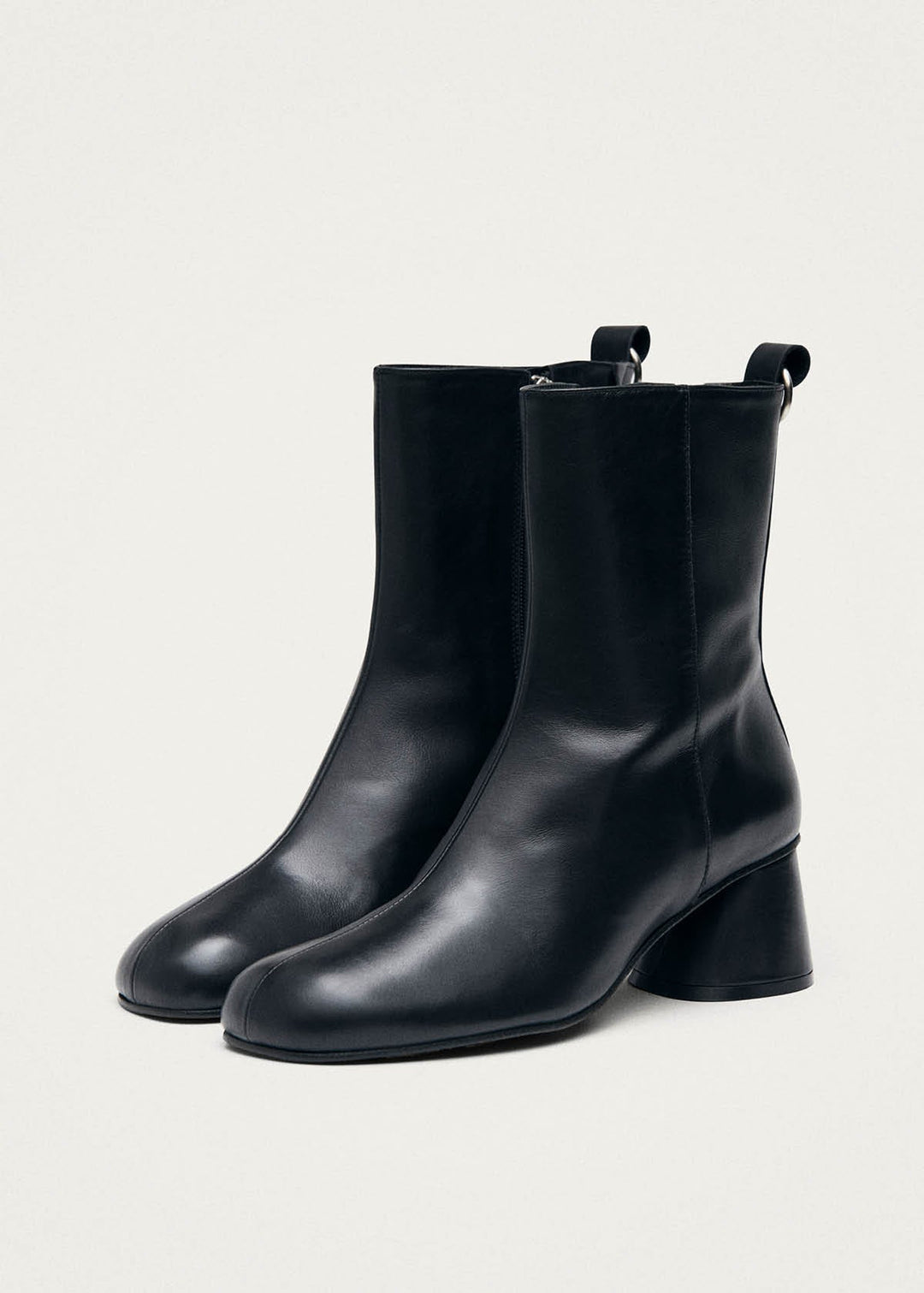 Roebar Black Leather Ankle Boots