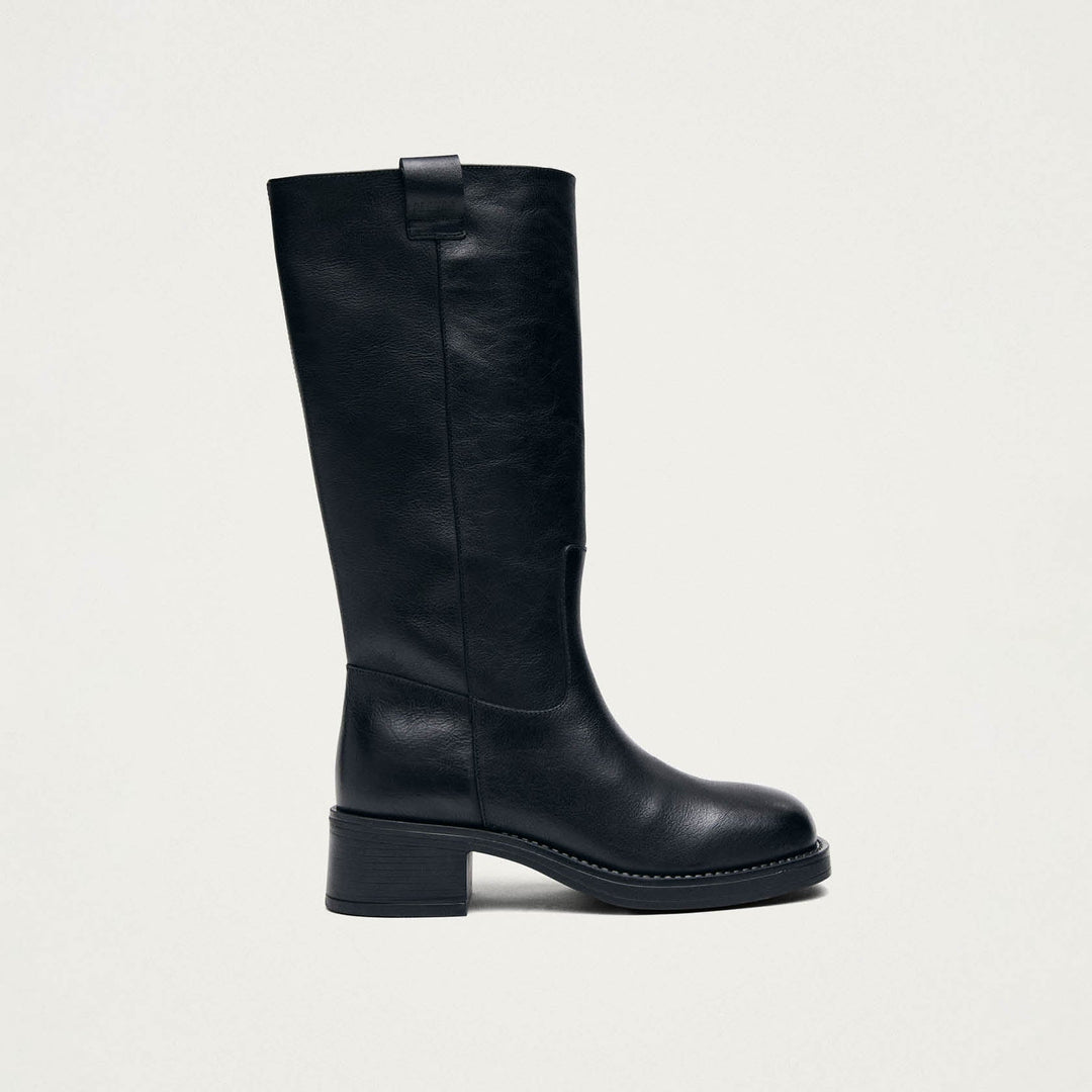 Sajan Black Leather Boots