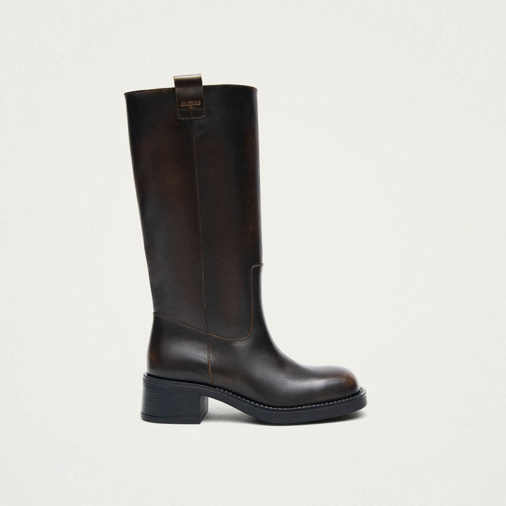 Sajan Vintage Effect Dark Brown Leather Boots