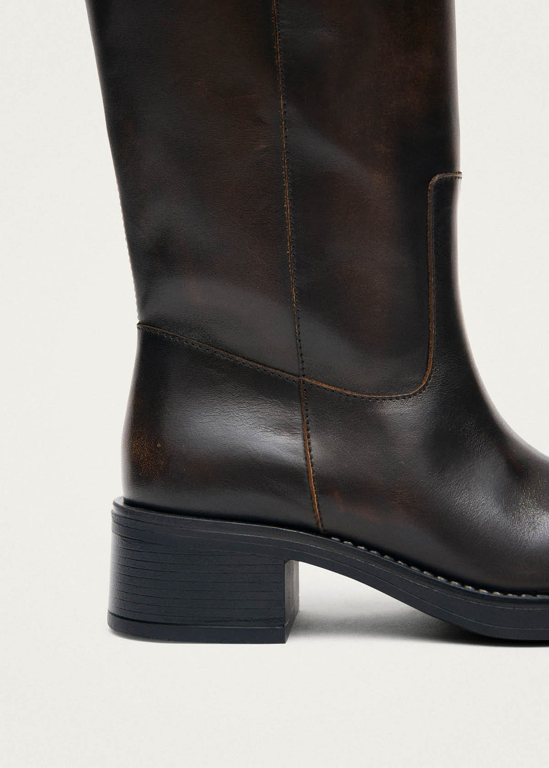 Sajan Vintage Effect Dark Brown Leather Boots