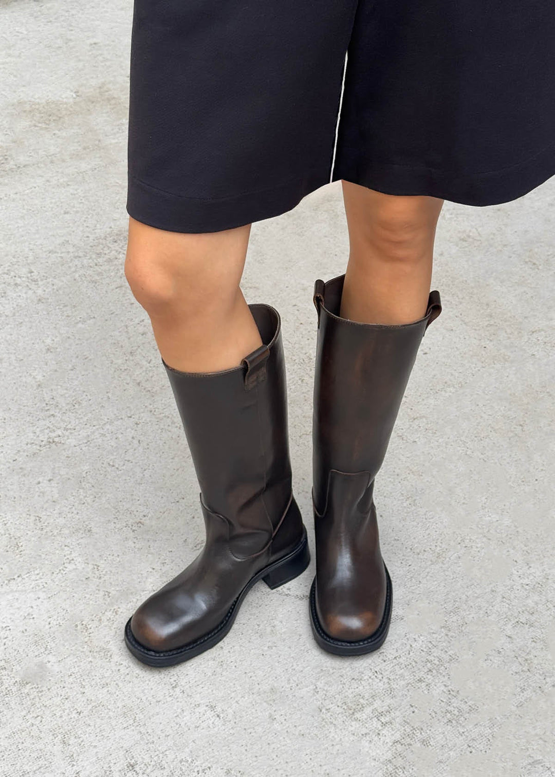Sajan Vintage Effect Dark Brown Leather Boots