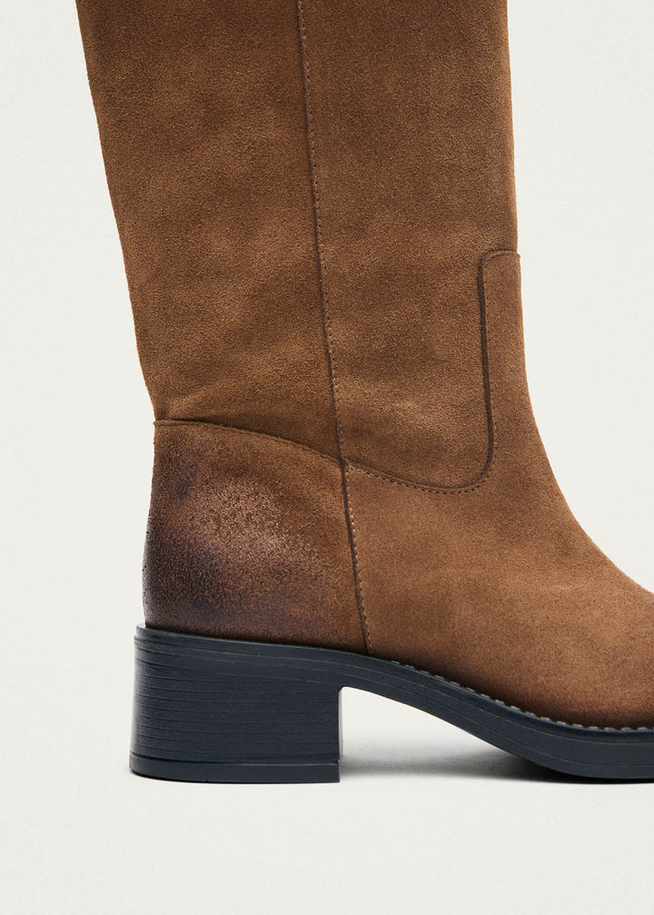 Sajan Vintage Effect Suede Brown Leather Boots