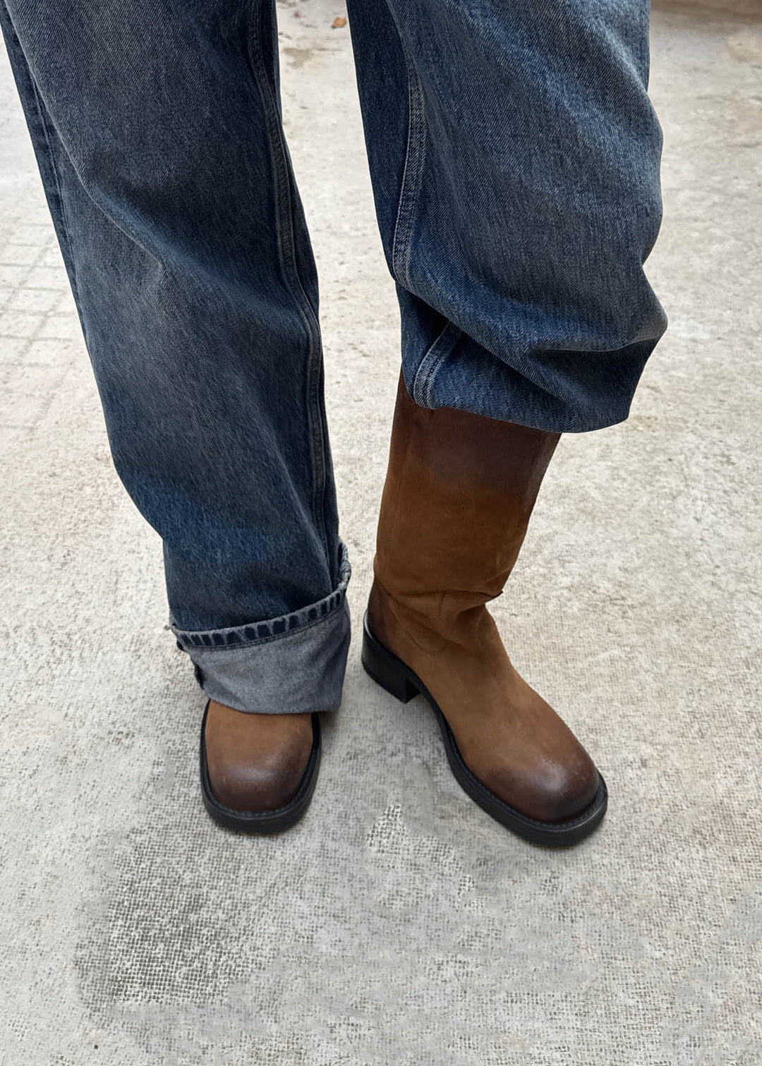 Sajan Vintage Effect Suede Brown Leather Boots