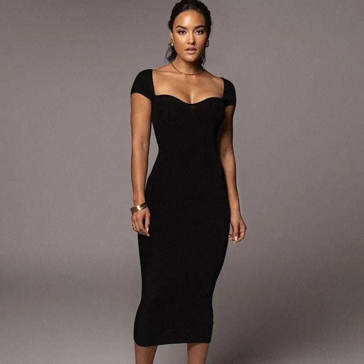 Self-Made Girl Black Knitted Midi Dress