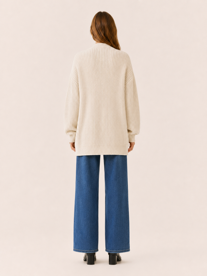 Pascaline | Open Front Balloon Sleeve Longline Cardigan