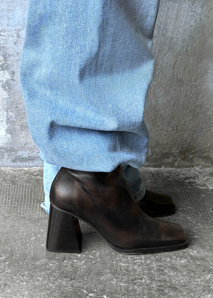 South Vintage Effect Brown Ankle Boots