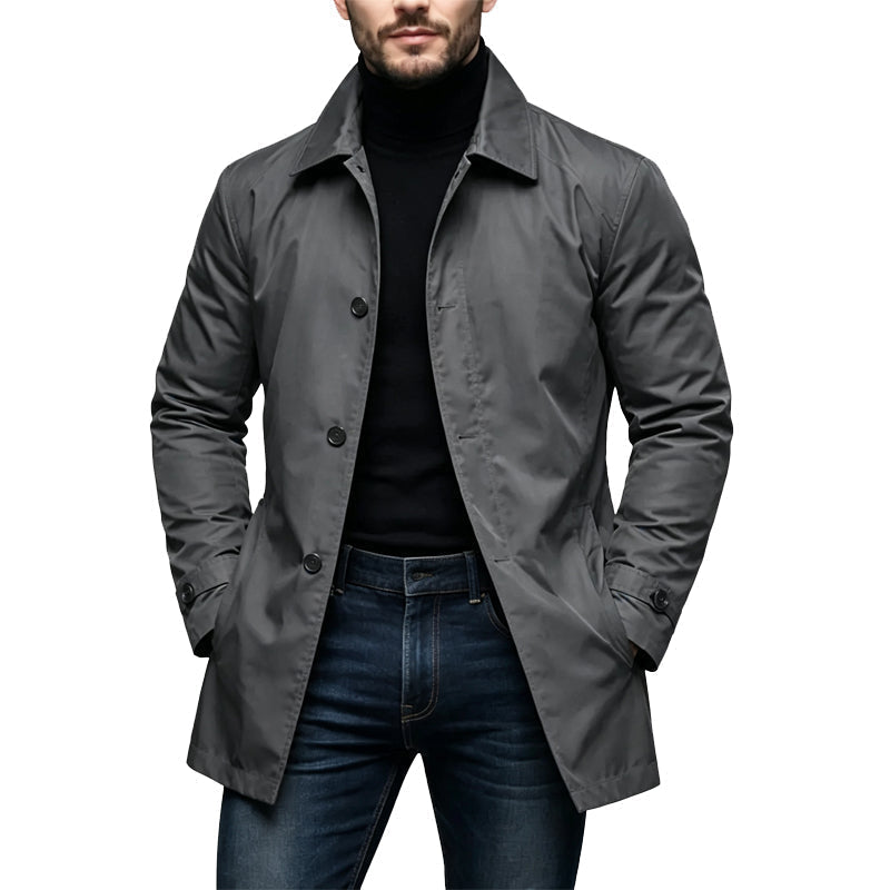 Water-Resistant Mid-Length Trench Coat