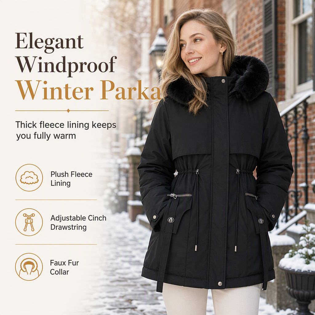 Amélie Cinched Faux Fur Parka