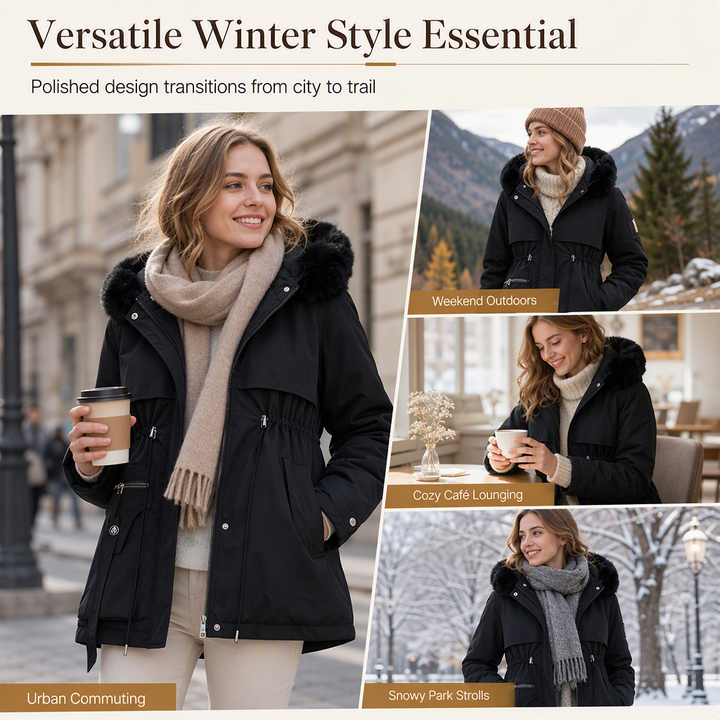 Amélie Cinched Faux Fur Parka
