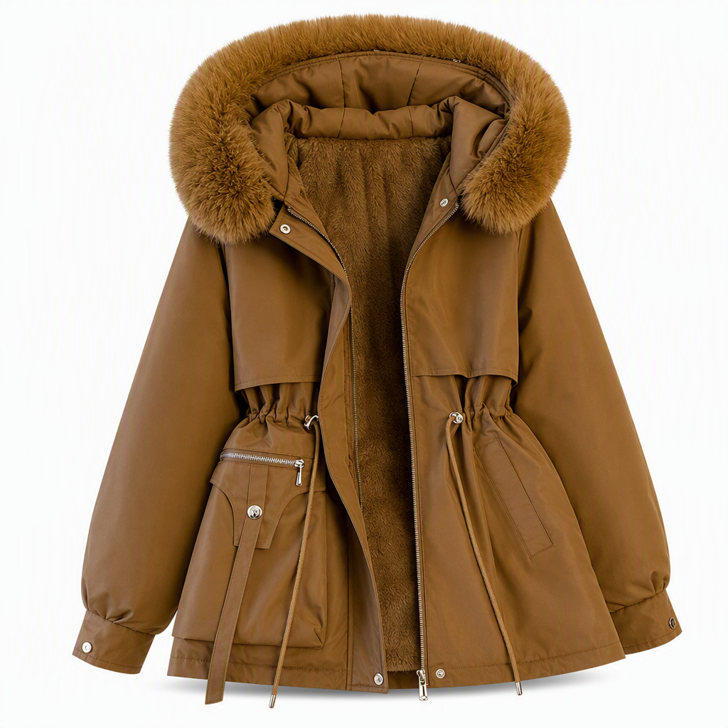 Amélie Cinched Faux Fur Parka