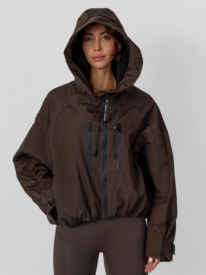 The Elara Fleece Lined Short Oversized Rain Jacket