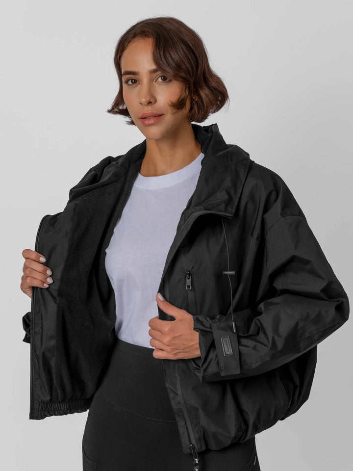 The Elara Fleece Lined Short Oversized Rain Jacket
